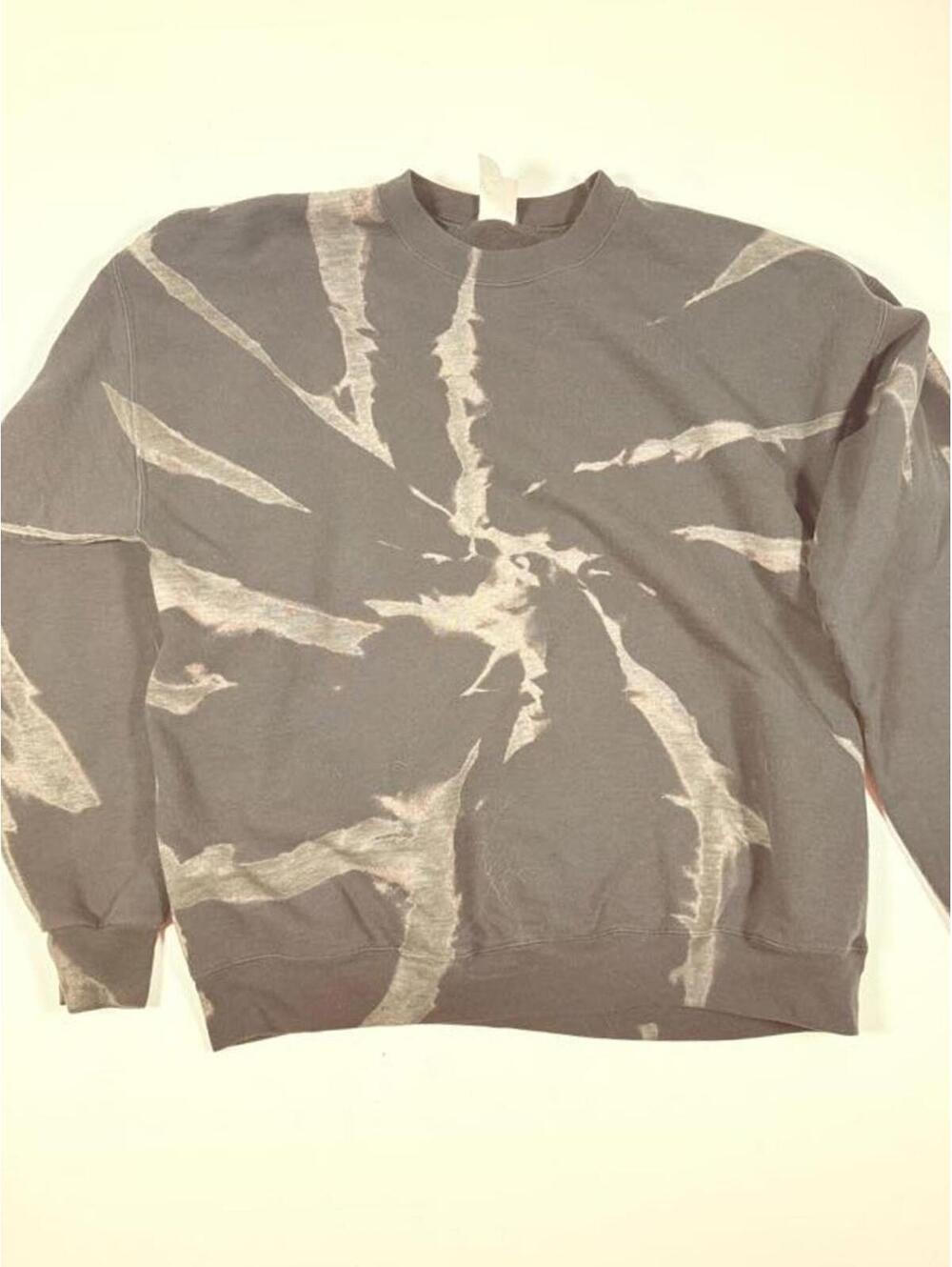 Black and Gray Tie-Dye Crewneck Sweatshirt, Size Large Hanes